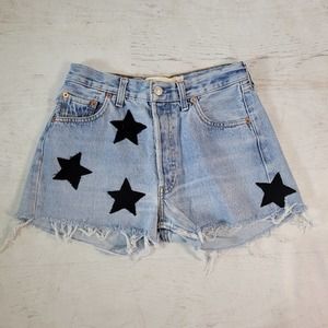 Cappuccino denim embroidered star shorts size 4 us size 34 euro